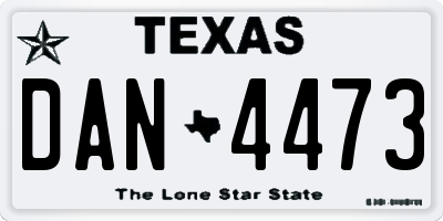 TX license plate DAN4473