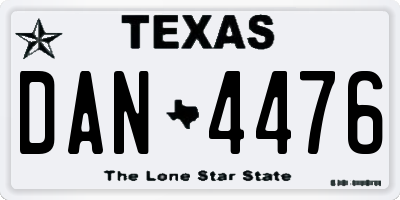 TX license plate DAN4476