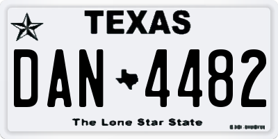TX license plate DAN4482