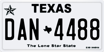 TX license plate DAN4488