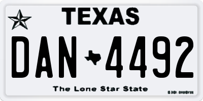 TX license plate DAN4492