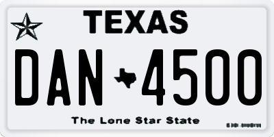 TX license plate DAN4500