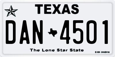 TX license plate DAN4501