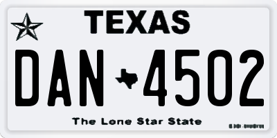 TX license plate DAN4502