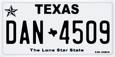 TX license plate DAN4509