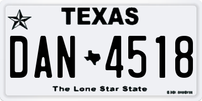 TX license plate DAN4518