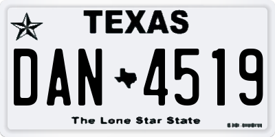 TX license plate DAN4519