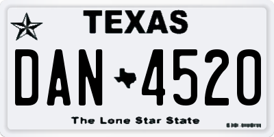 TX license plate DAN4520