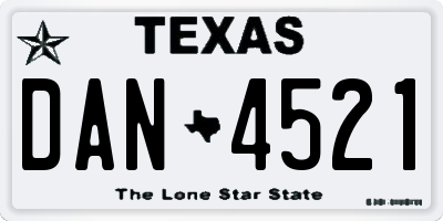 TX license plate DAN4521