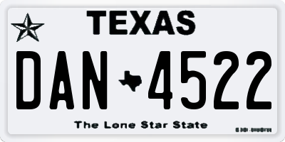 TX license plate DAN4522