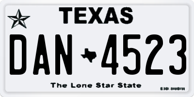 TX license plate DAN4523
