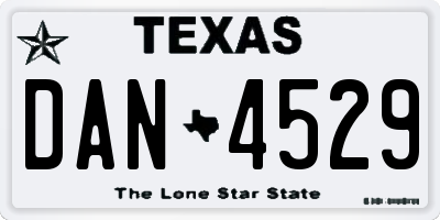 TX license plate DAN4529