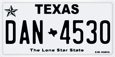 TX license plate DAN4530