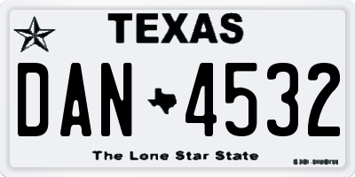 TX license plate DAN4532