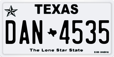 TX license plate DAN4535