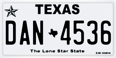 TX license plate DAN4536