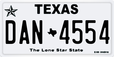 TX license plate DAN4554