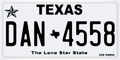 TX license plate DAN4558
