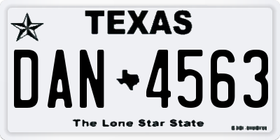 TX license plate DAN4563