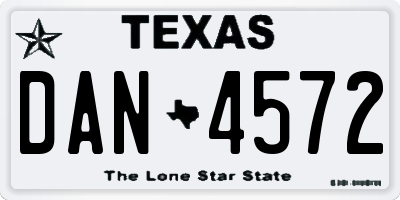 TX license plate DAN4572