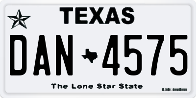 TX license plate DAN4575