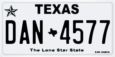 TX license plate DAN4577
