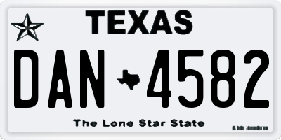 TX license plate DAN4582