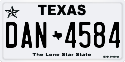 TX license plate DAN4584