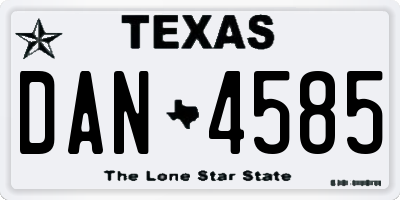 TX license plate DAN4585