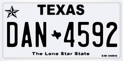 TX license plate DAN4592