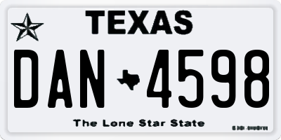 TX license plate DAN4598