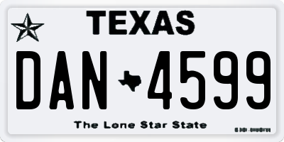 TX license plate DAN4599