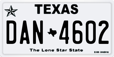 TX license plate DAN4602