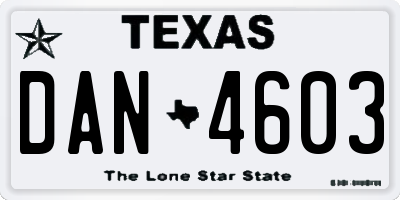 TX license plate DAN4603