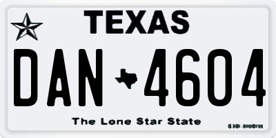 TX license plate DAN4604