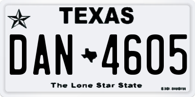 TX license plate DAN4605