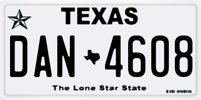 TX license plate DAN4608