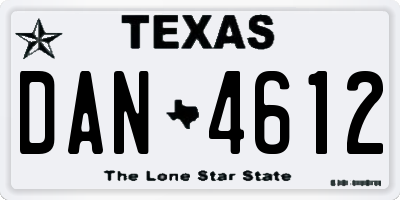 TX license plate DAN4612