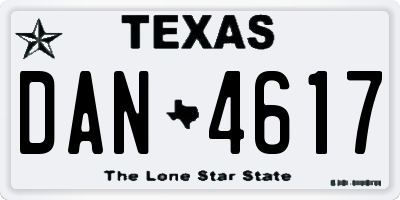 TX license plate DAN4617