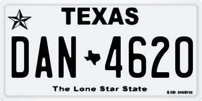 TX license plate DAN4620