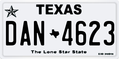 TX license plate DAN4623