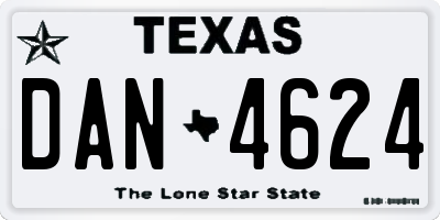 TX license plate DAN4624
