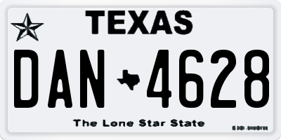 TX license plate DAN4628