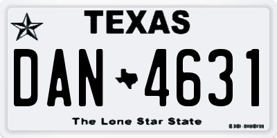 TX license plate DAN4631