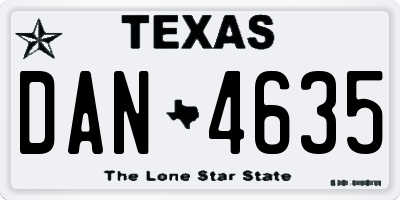 TX license plate DAN4635