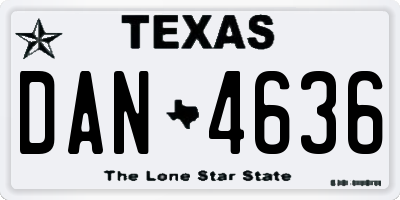 TX license plate DAN4636