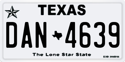 TX license plate DAN4639