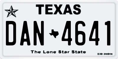 TX license plate DAN4641