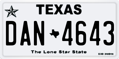 TX license plate DAN4643
