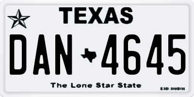 TX license plate DAN4645